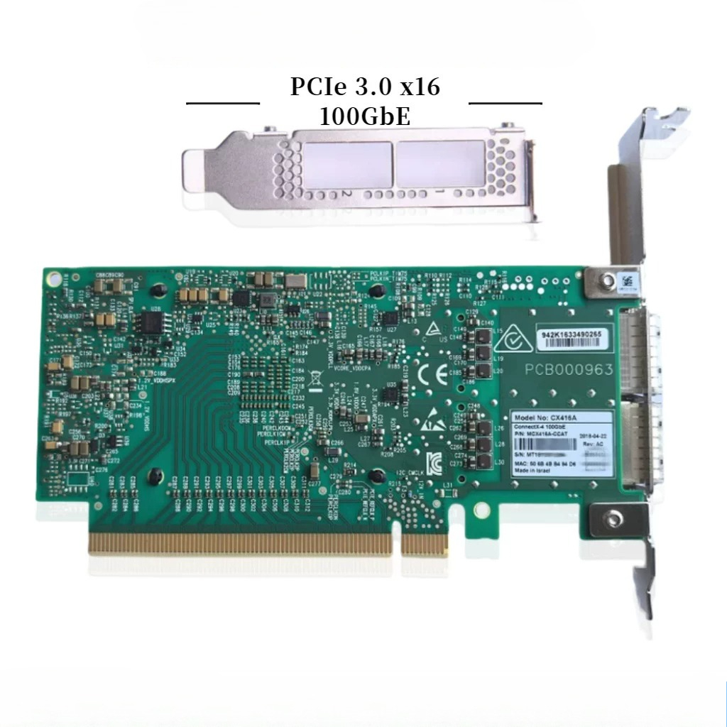 100Gbe Qsfp28 Network Card - Carte d'interface réseau Mellanox Mcx416a-ccat Connectx-4en,
